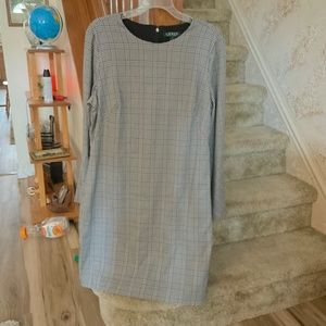 Ralph Lauren, original plaid look dress, black and white, size 16, new with tags